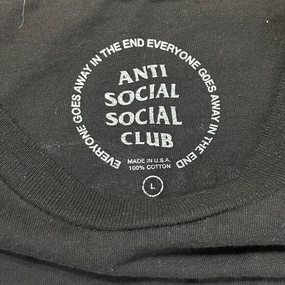 Anti Social Club ASSC Thoughts UFO Alien T-Shirt USA Made Black Large Men - Picture 6 of 9